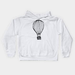 Hot Air Balloon Doodle Black Kids Hoodie